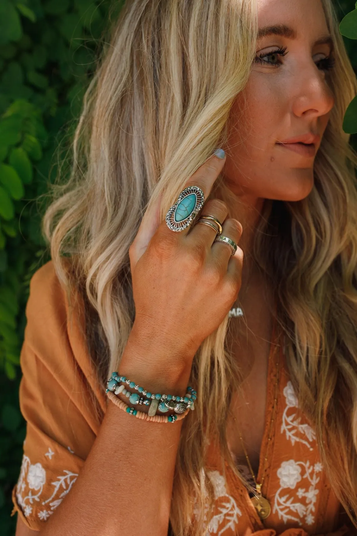 Go West Adjustable Turquoise Ring - Silver