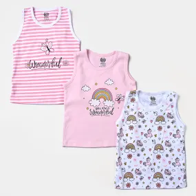 Infant Girls Cotton Poplin 3 Piece Sando Set-mIX