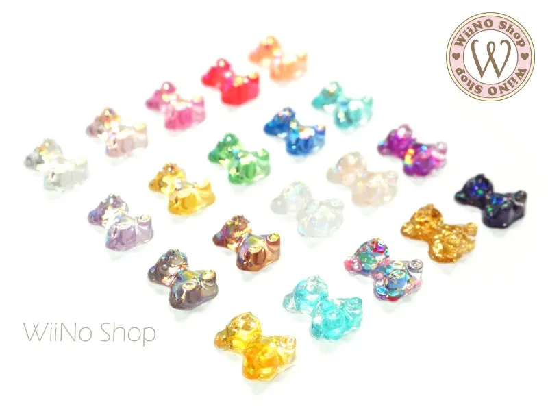 Iridescent Glitter Bear Nail Art Cabochons - 5 pcs