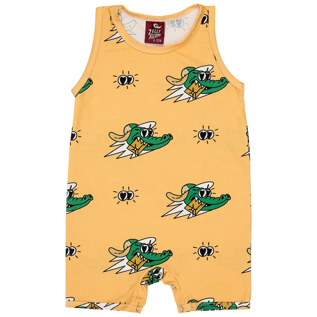 Jelly Alligator Gold Rush Yellow Romper