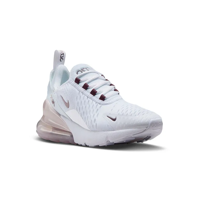 Kid's Grade School Air Max 270 White/Burgundy Crush