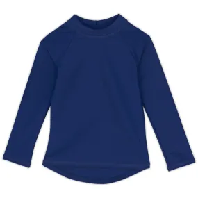 Navy Kids Long Sleeve Rash Guard Top UPF 50 