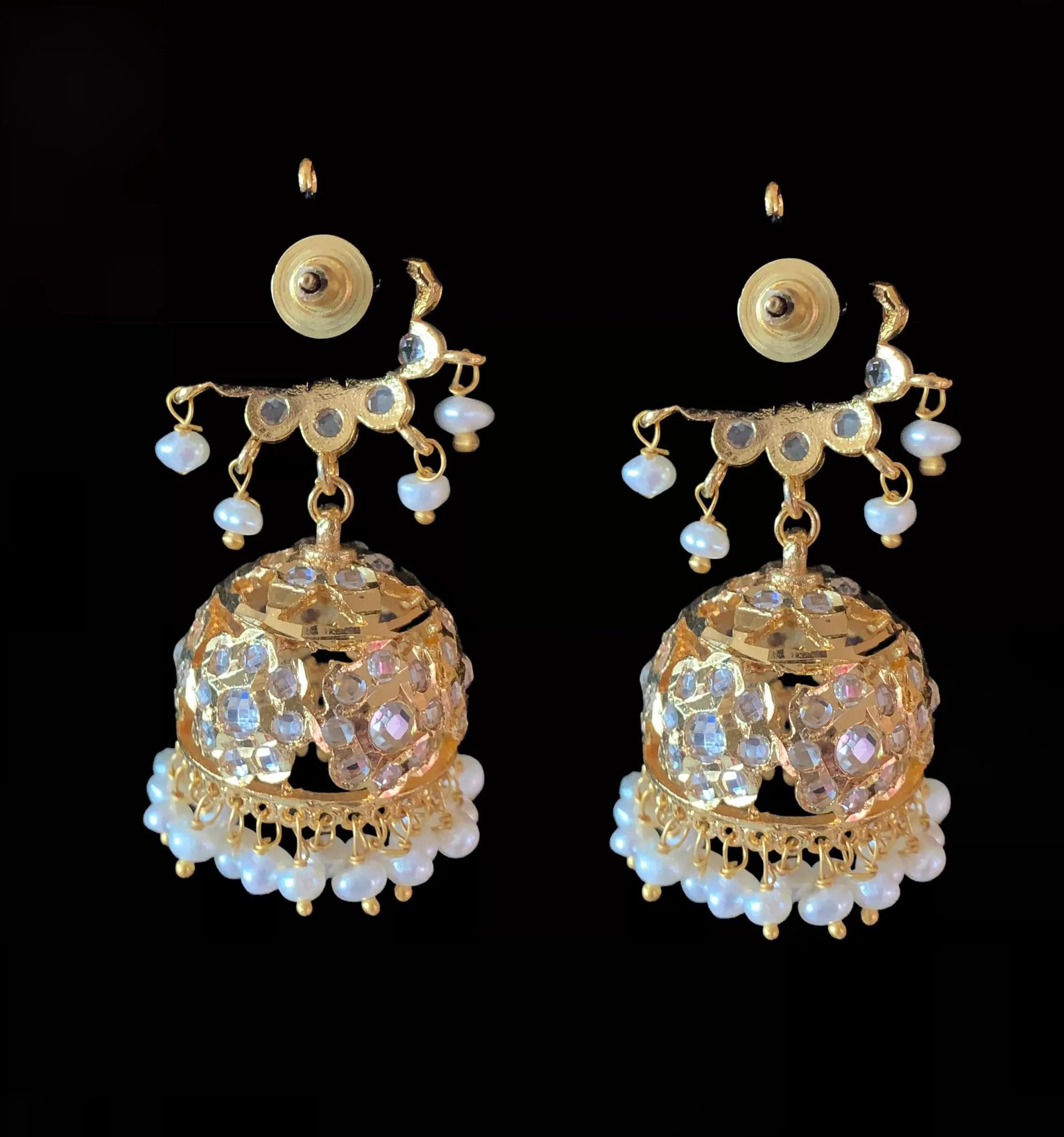 Navya fresh water pearls jhumka - pearls   ( SHIPS IN 2 WEEKS )