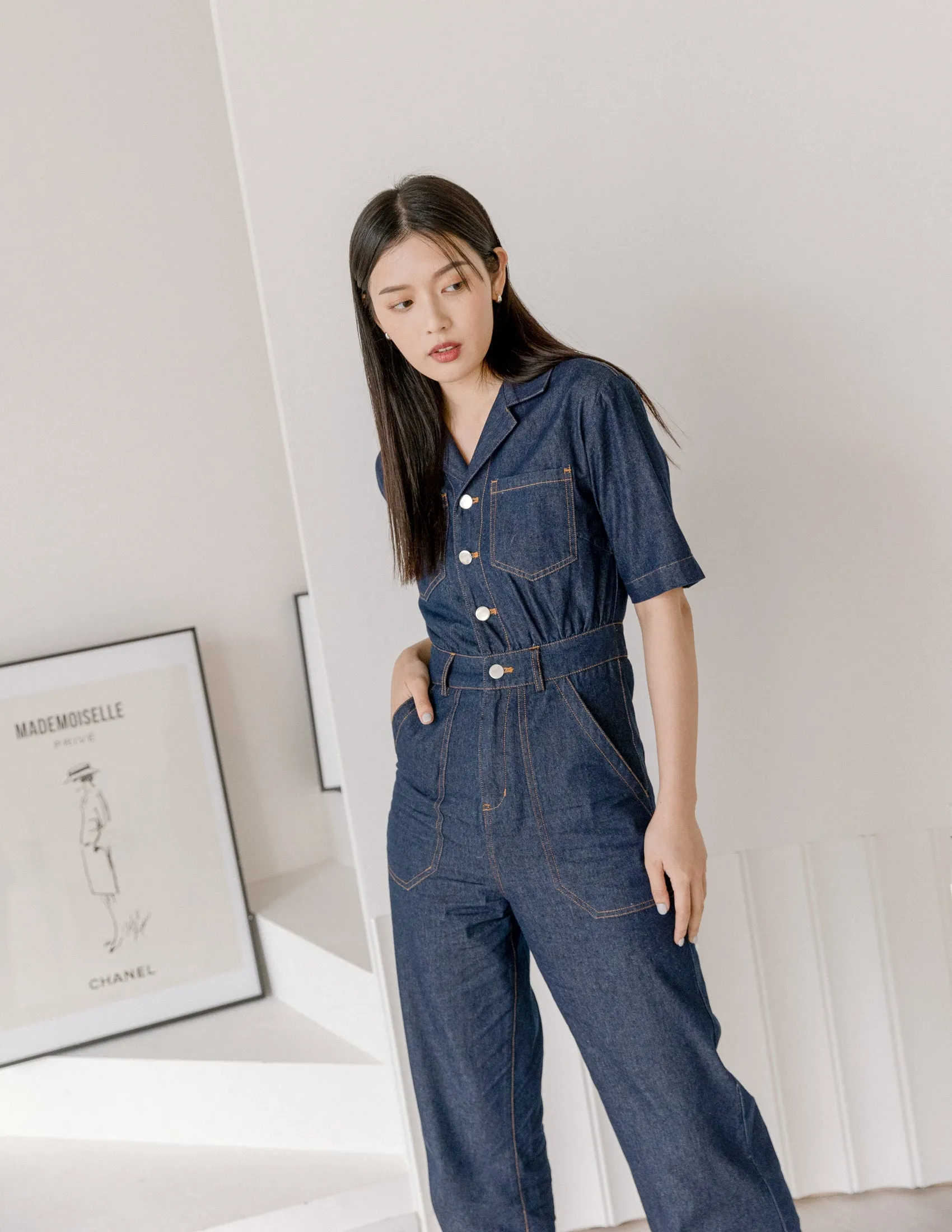 Parker Denim Jumpsuit in Dark Wash