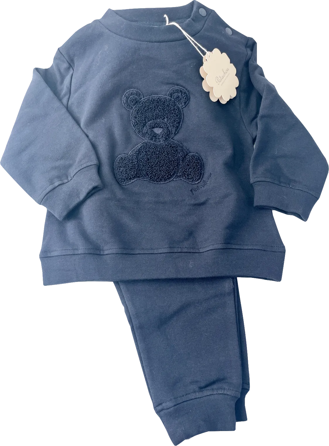 Patachou Navy Blue 2-piece Cute Bear Embossed Tracksuit Bnwt 9-12 Months