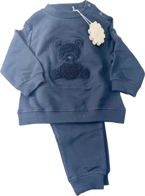 Patachou Navy Blue 2-piece Cute Bear Embossed Tracksuit Bnwt 9-12 Months