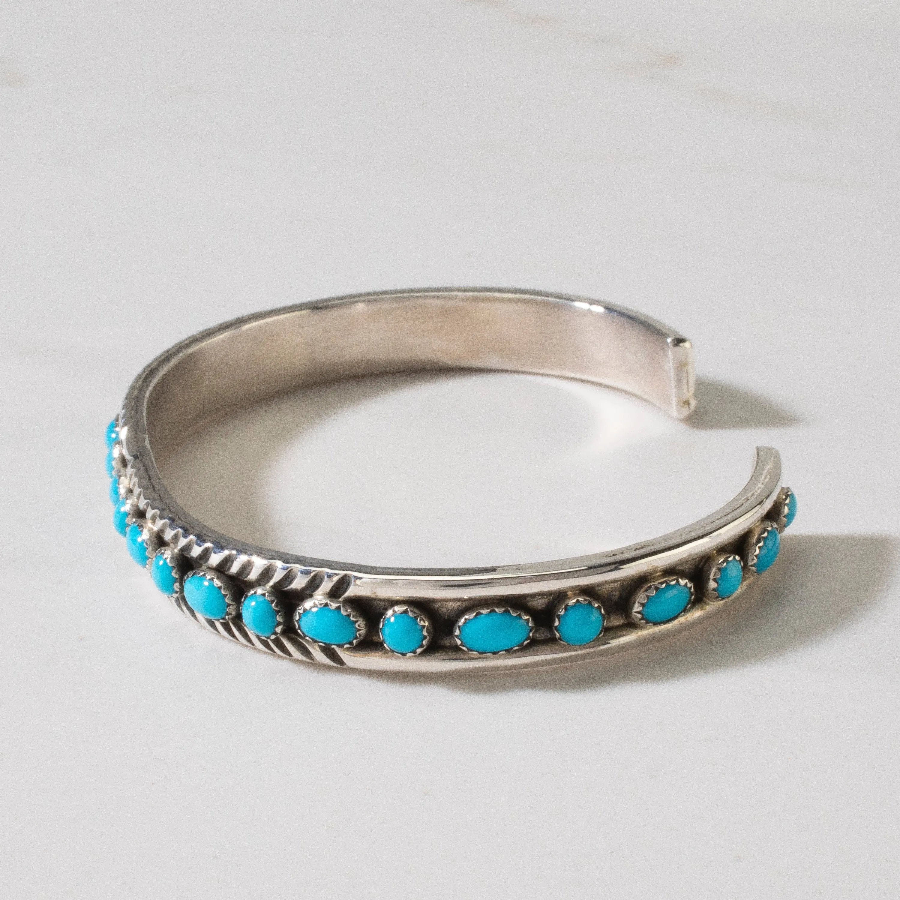 Patrick Yazzie Navajo Sleeping Beauty Turquoise USA Native American Made 925 Sterling Silver Cuff