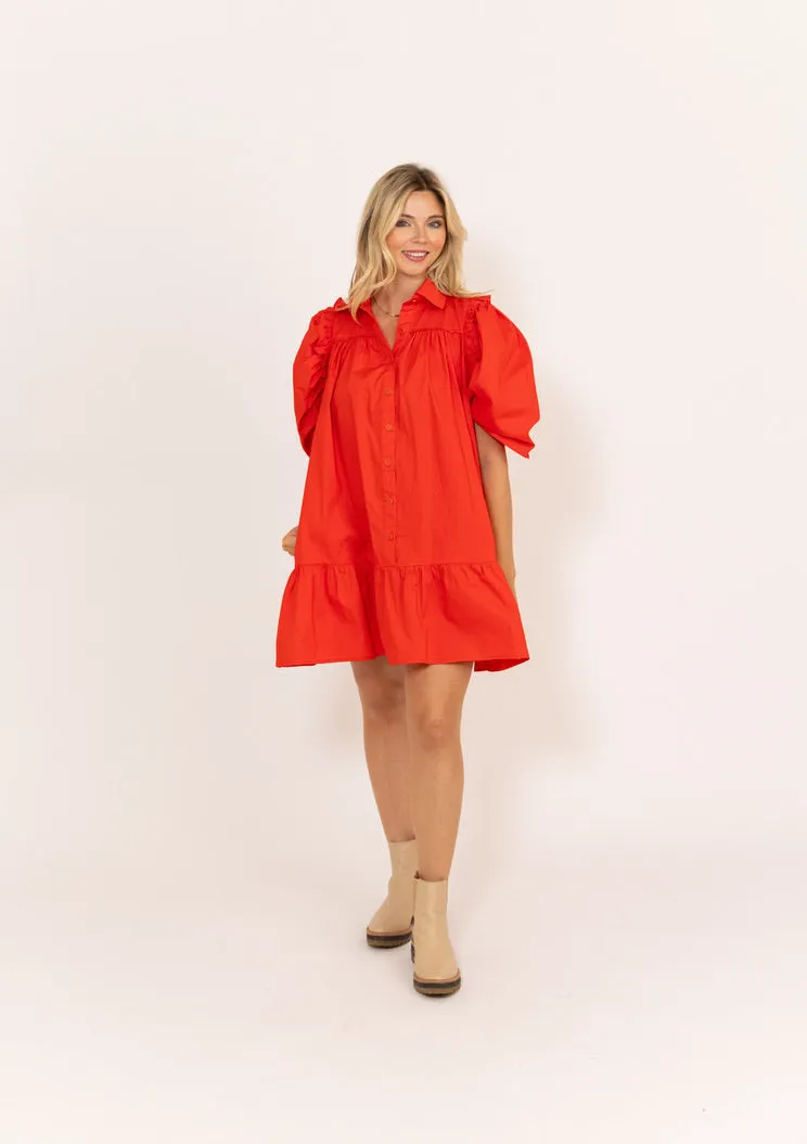 Puff Sleeve Ruffle Dress