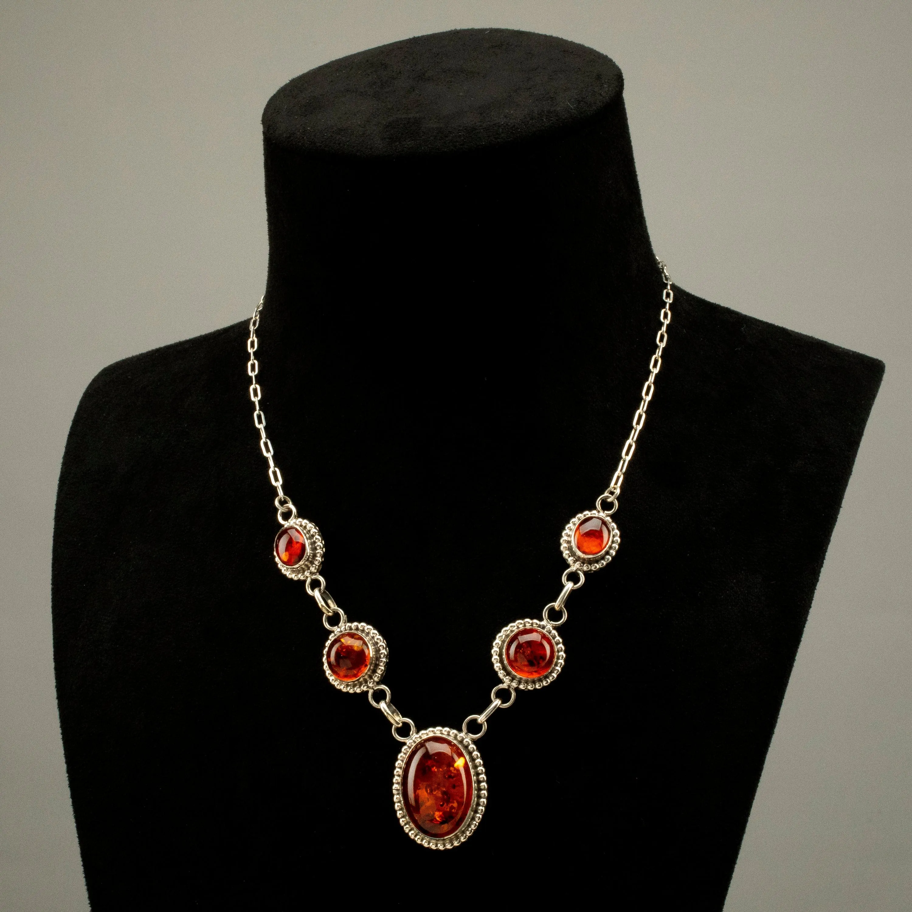 Richard Long Sr. Baltic Amber USA Native American Made 925 Sterling Silver Necklace & Earrings Set