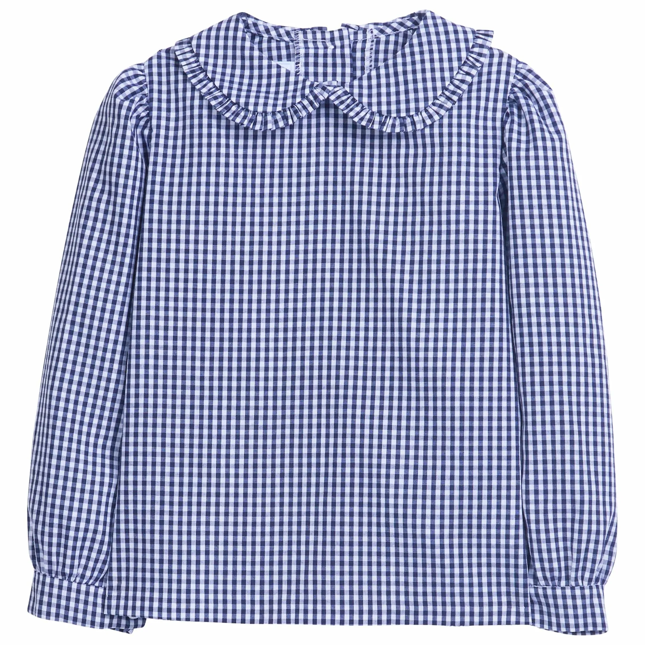 Ruffled Peter Pan Blouse - Navy Gingham