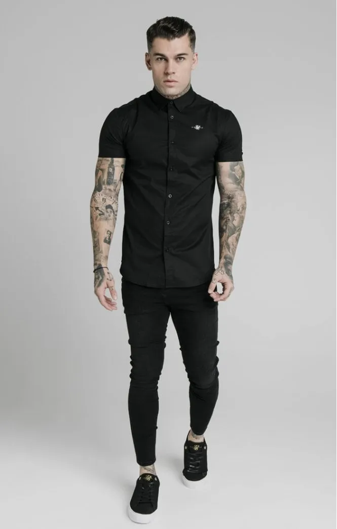 SikSilk S/S Standard Collar Shirt - Black