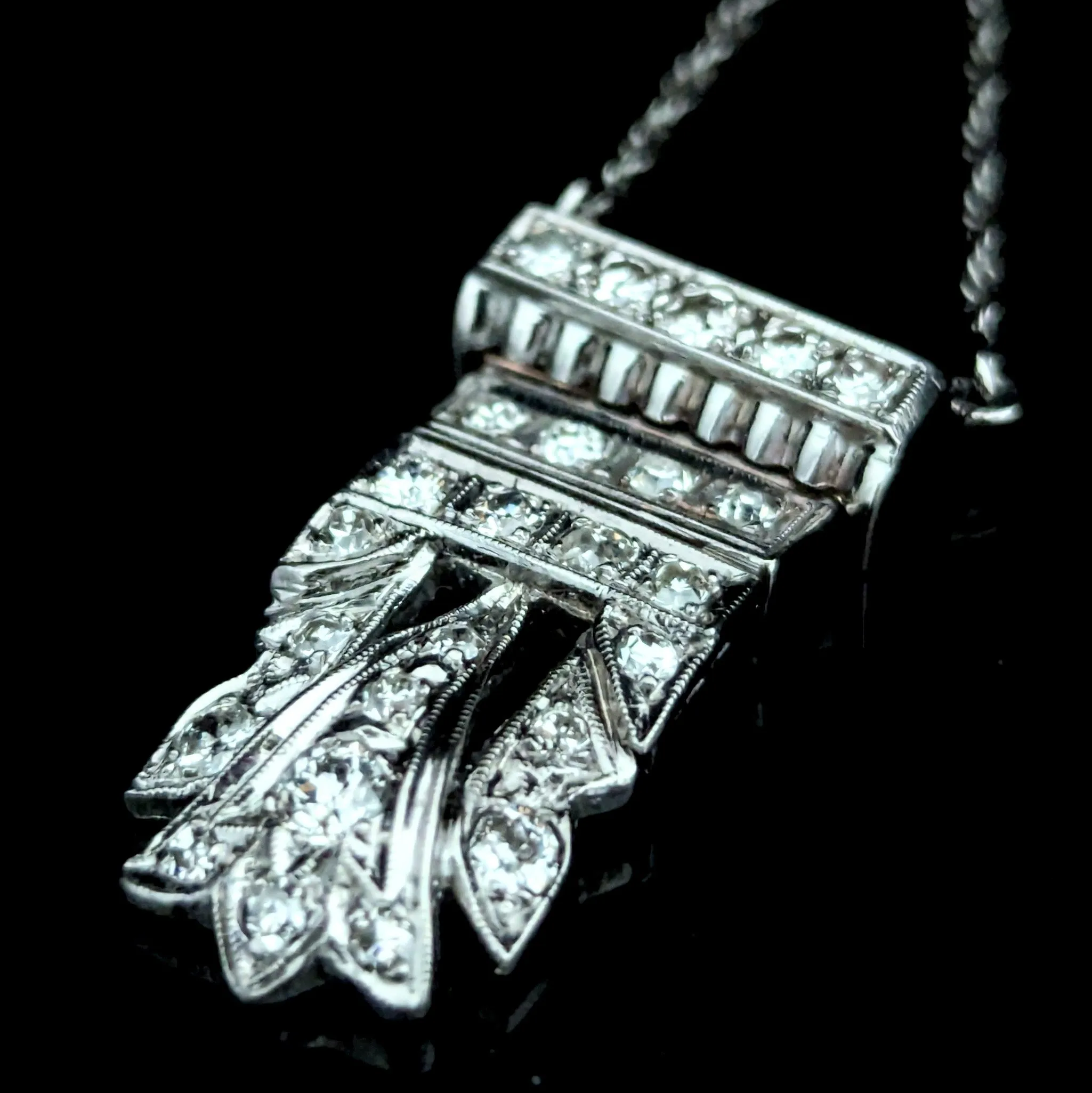 The Derry - Vintage Old European Cut Diamonds 14k White Gold Necklace