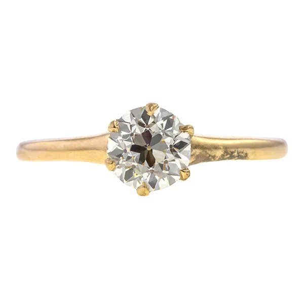 Vintage Solitaire Engagement Ring, Old European cut 0.83ct.