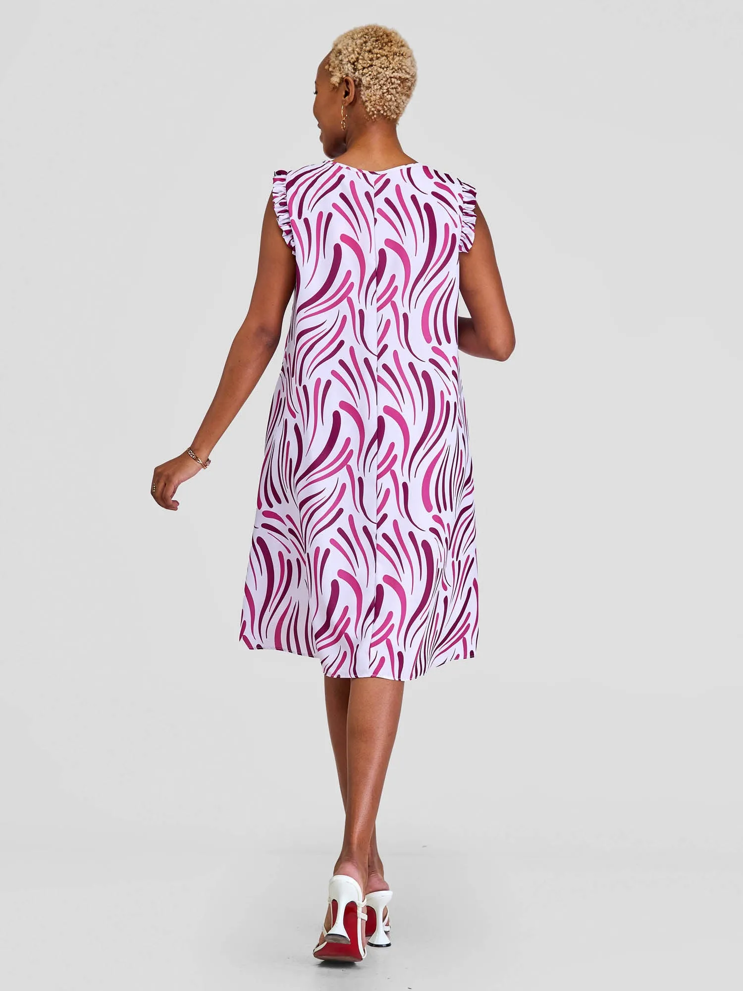 Vivo Ava Tent Dress - White / Pink Yala Print