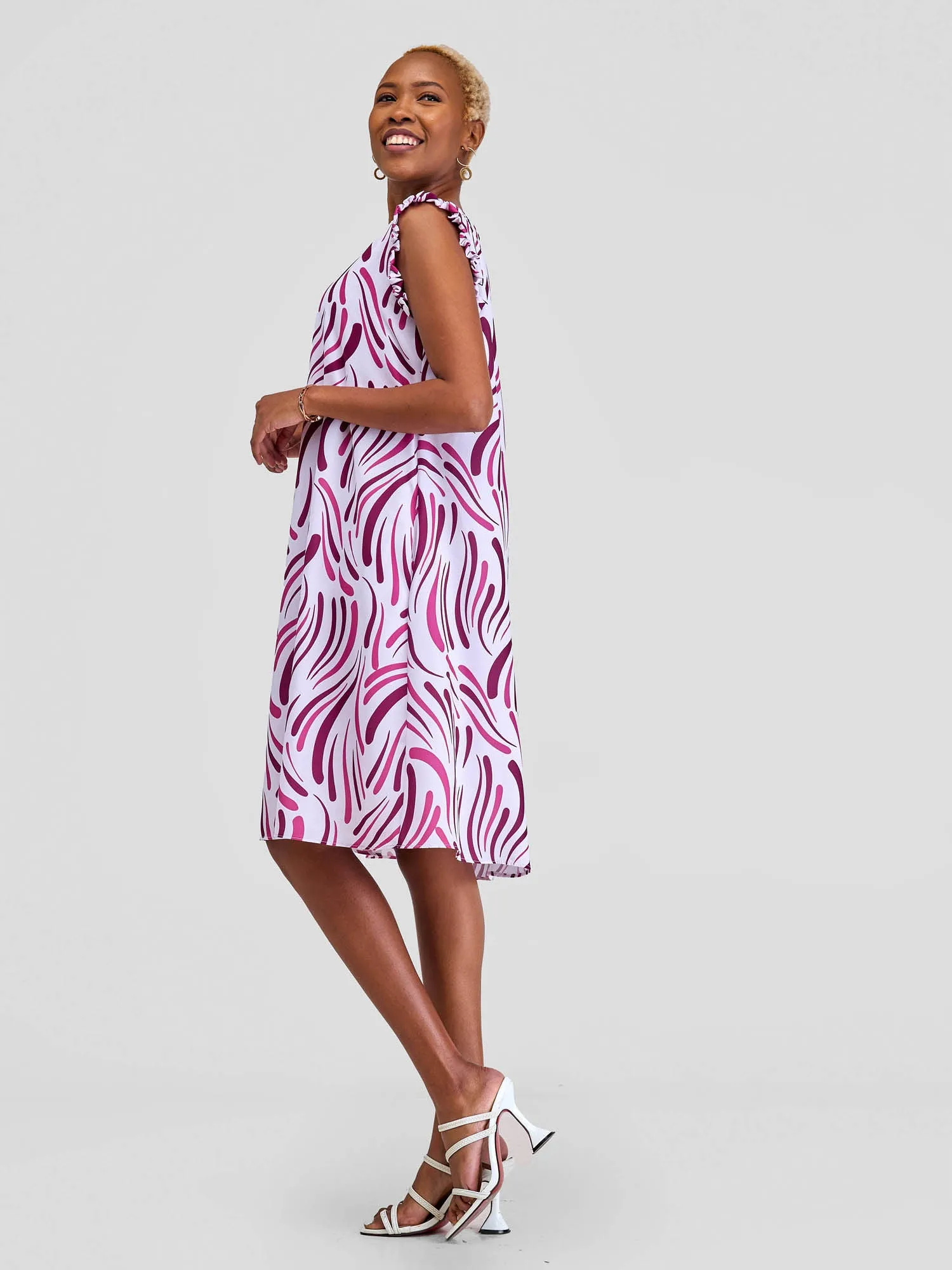 Vivo Ava Tent Dress - White / Pink Yala Print