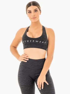 WILD CROSS OVER SPORTS BRA BLACK ZEBRA