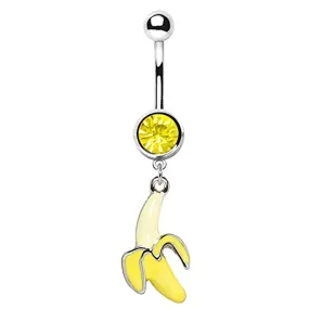 WildKlass 316L Stainless Steel Banana Dangle Navel Ring